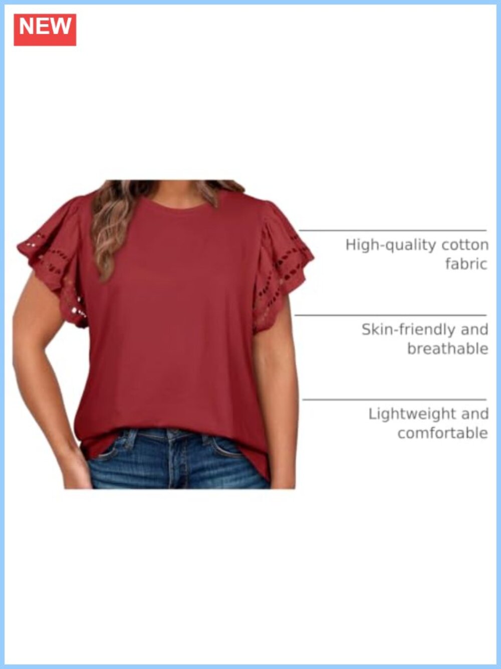 Plus Size Tunic Top Short Sleeve Round Neck Hollow Out Casual Loose Tee - Picture 3 of 6